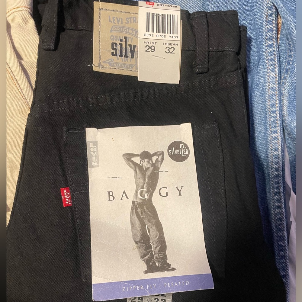 NEW WITH TAGS BAGGY SILVER TABS